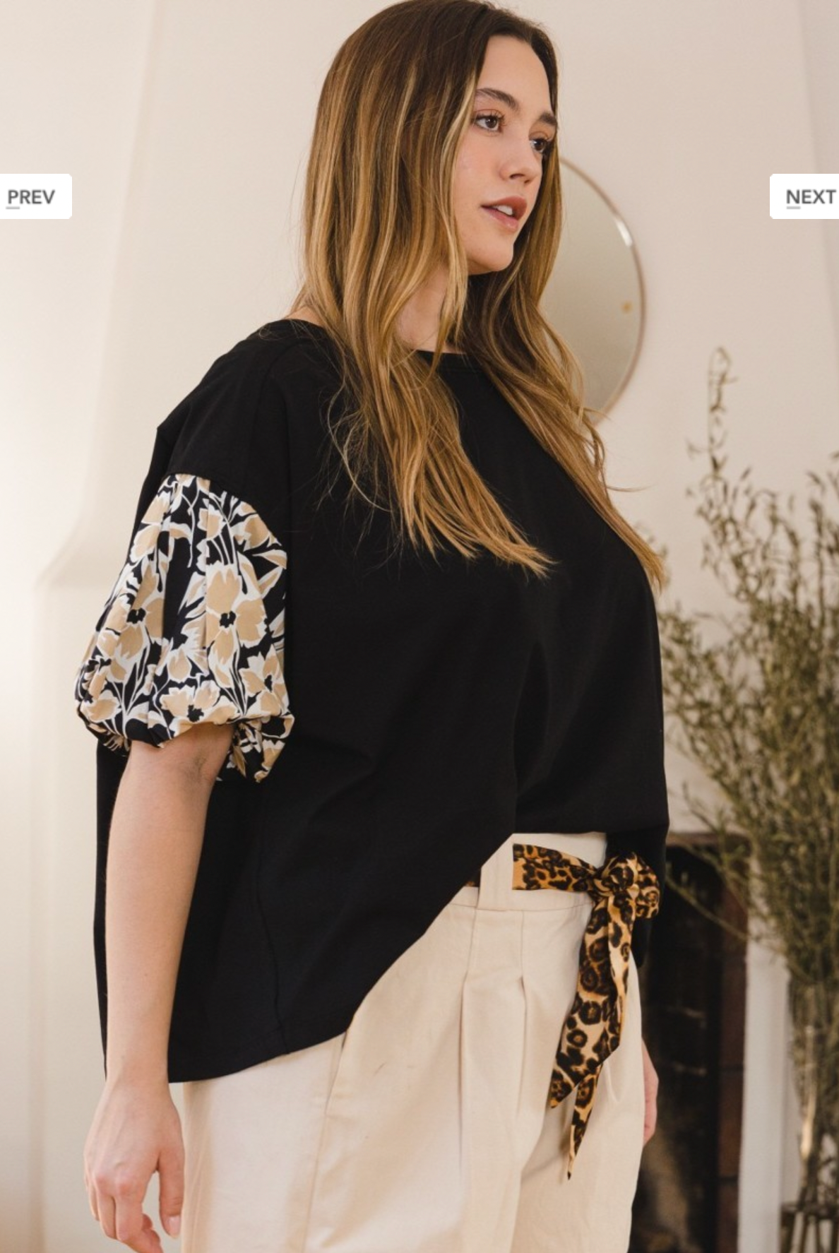 Haynes Floral Sleeve Top In Black