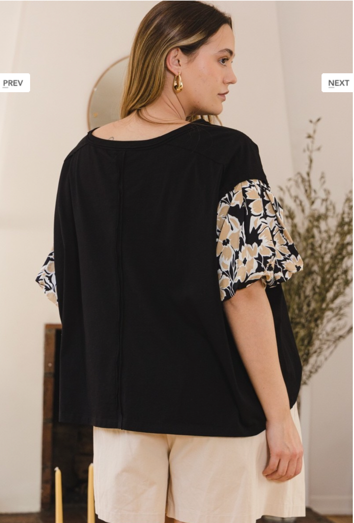 Haynes Floral Sleeve Top In Black