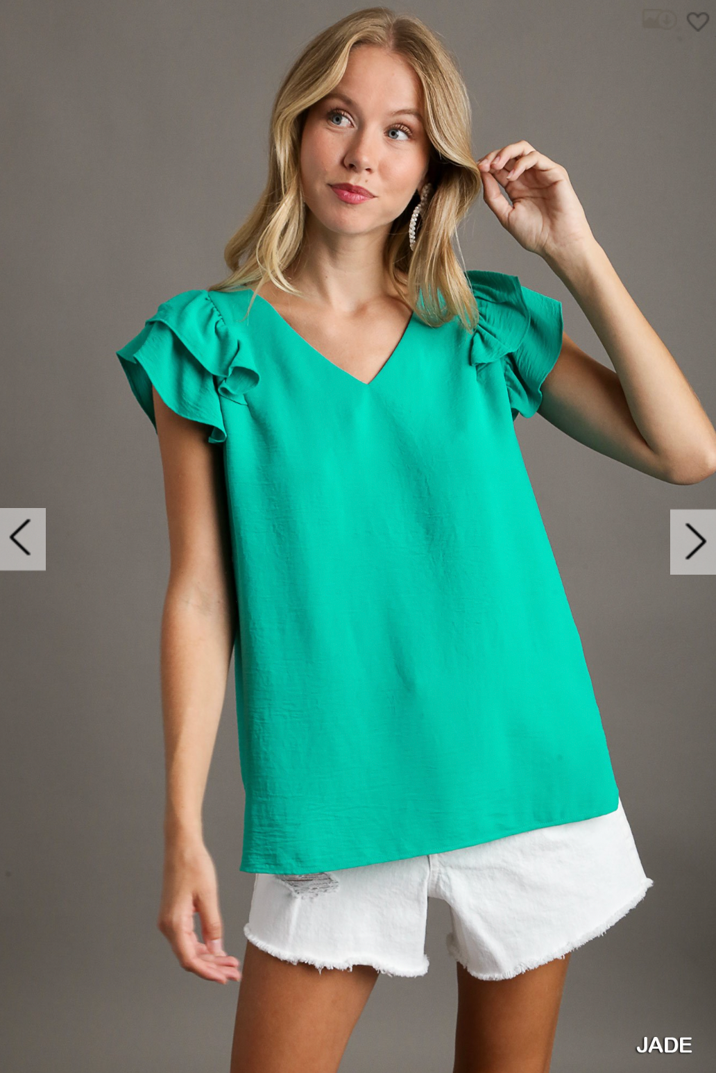 Lane Ruffle Sleeve Top In Jade