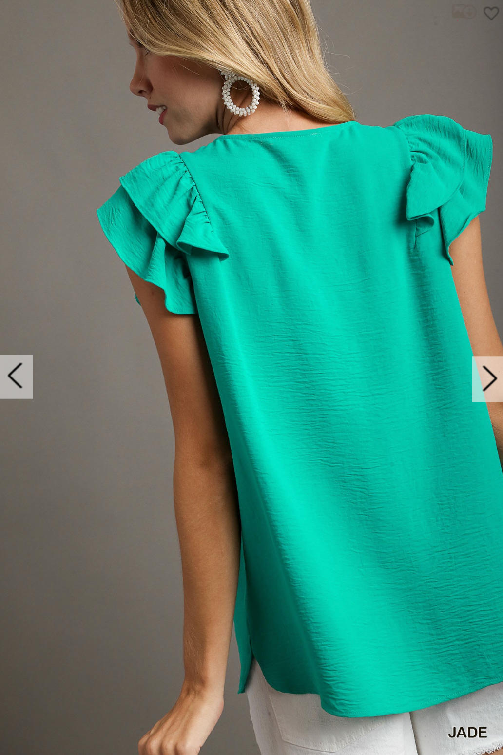 Lane Ruffle Sleeve Top In Jade