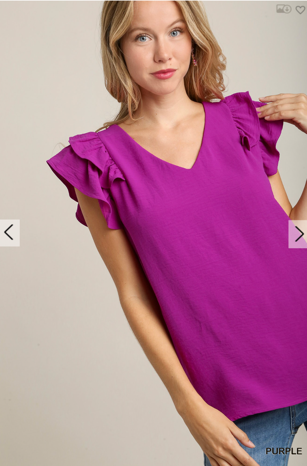 Lane Ruffle Sleeve Top In Purple