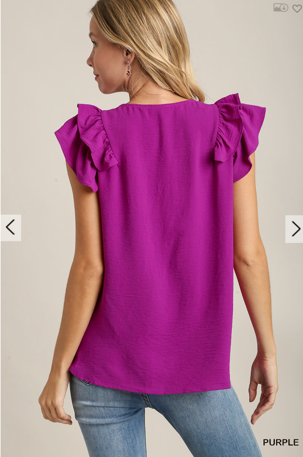 Lane Ruffle Sleeve Top In Purple