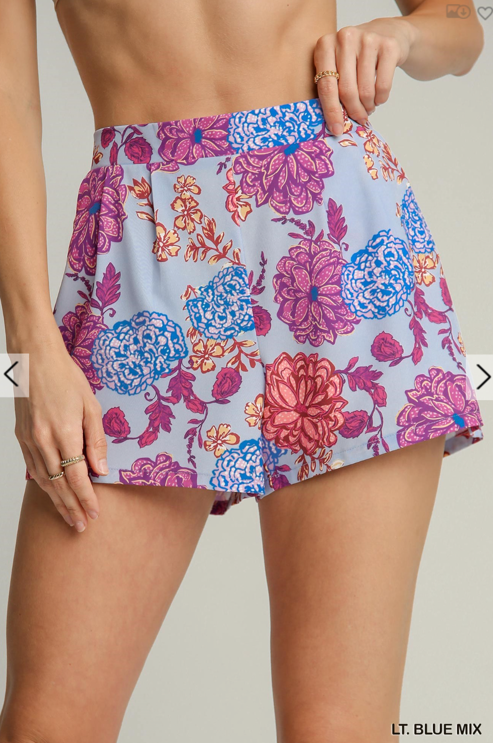 Indie Floral Print Shorts In Blue