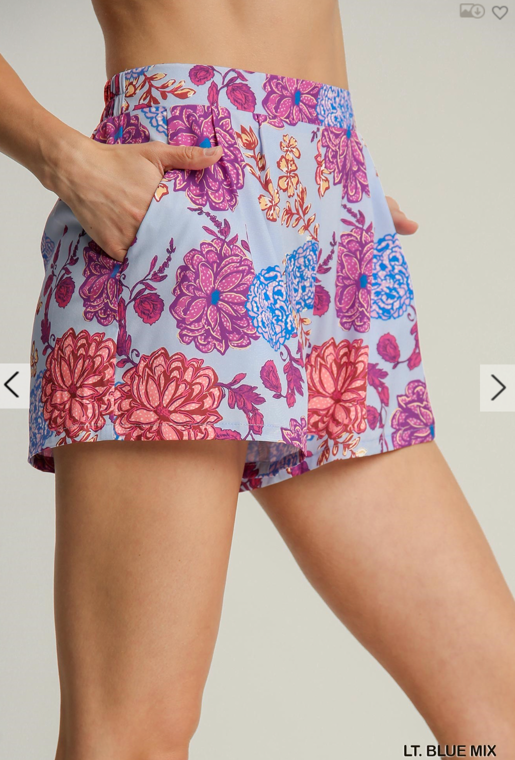 Indie Floral Print Shorts In Blue