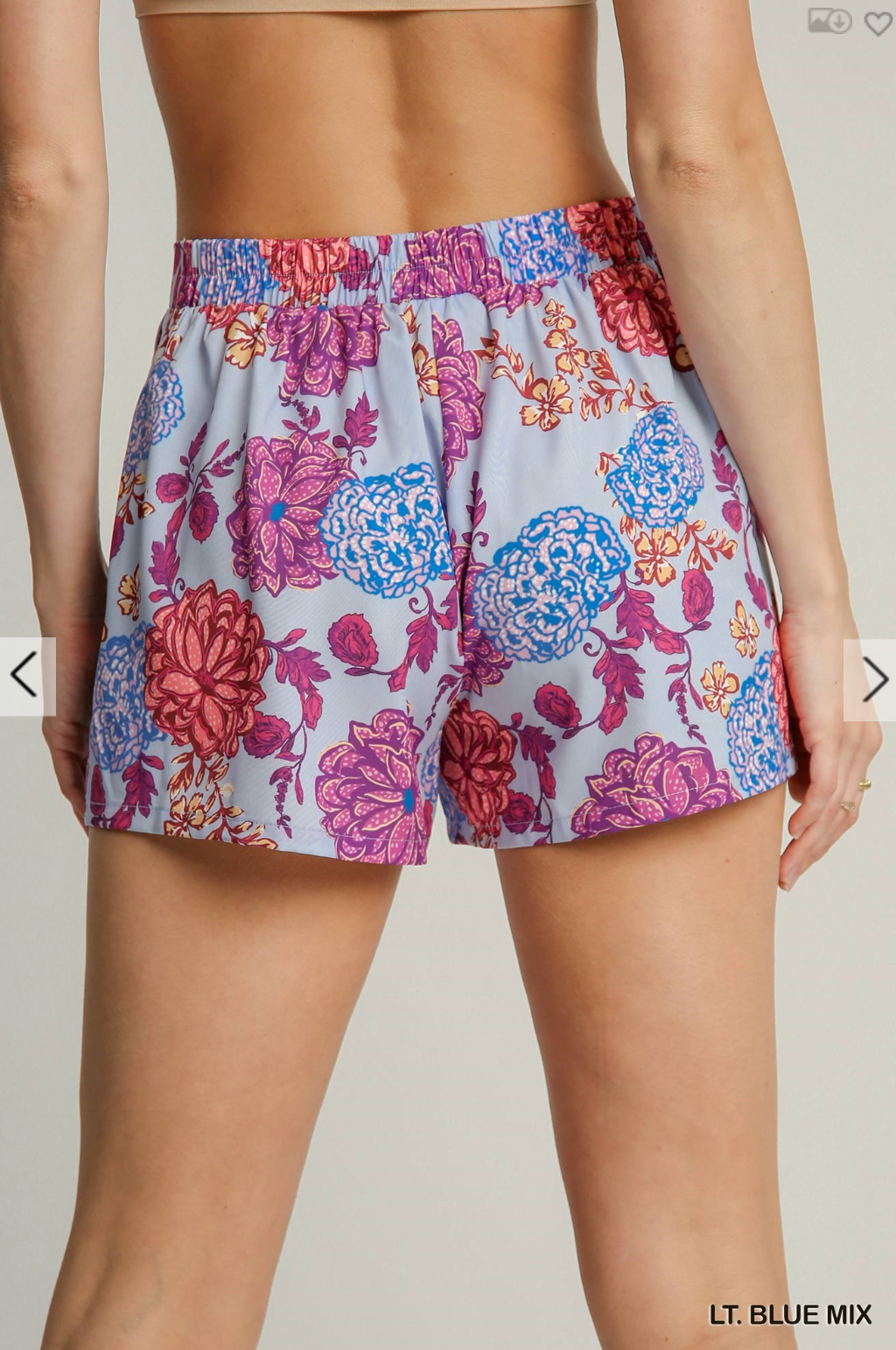 Indie Floral Print Shorts In Blue