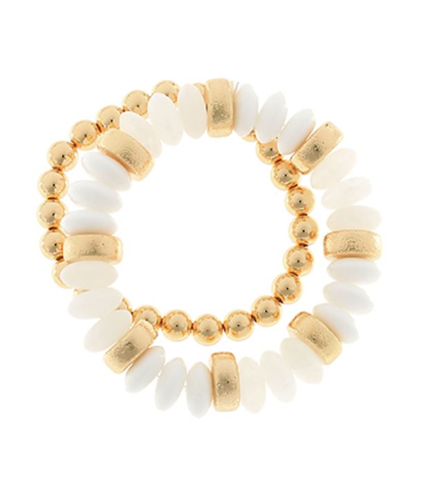 Never Miss Out Bracelet Set - Gold + White