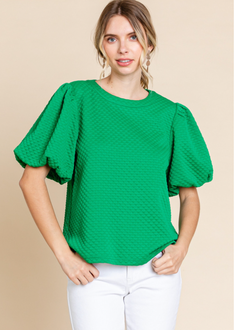 Tatum Embossed Top In Green