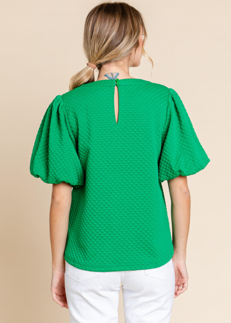 Tatum Embossed Top In Green