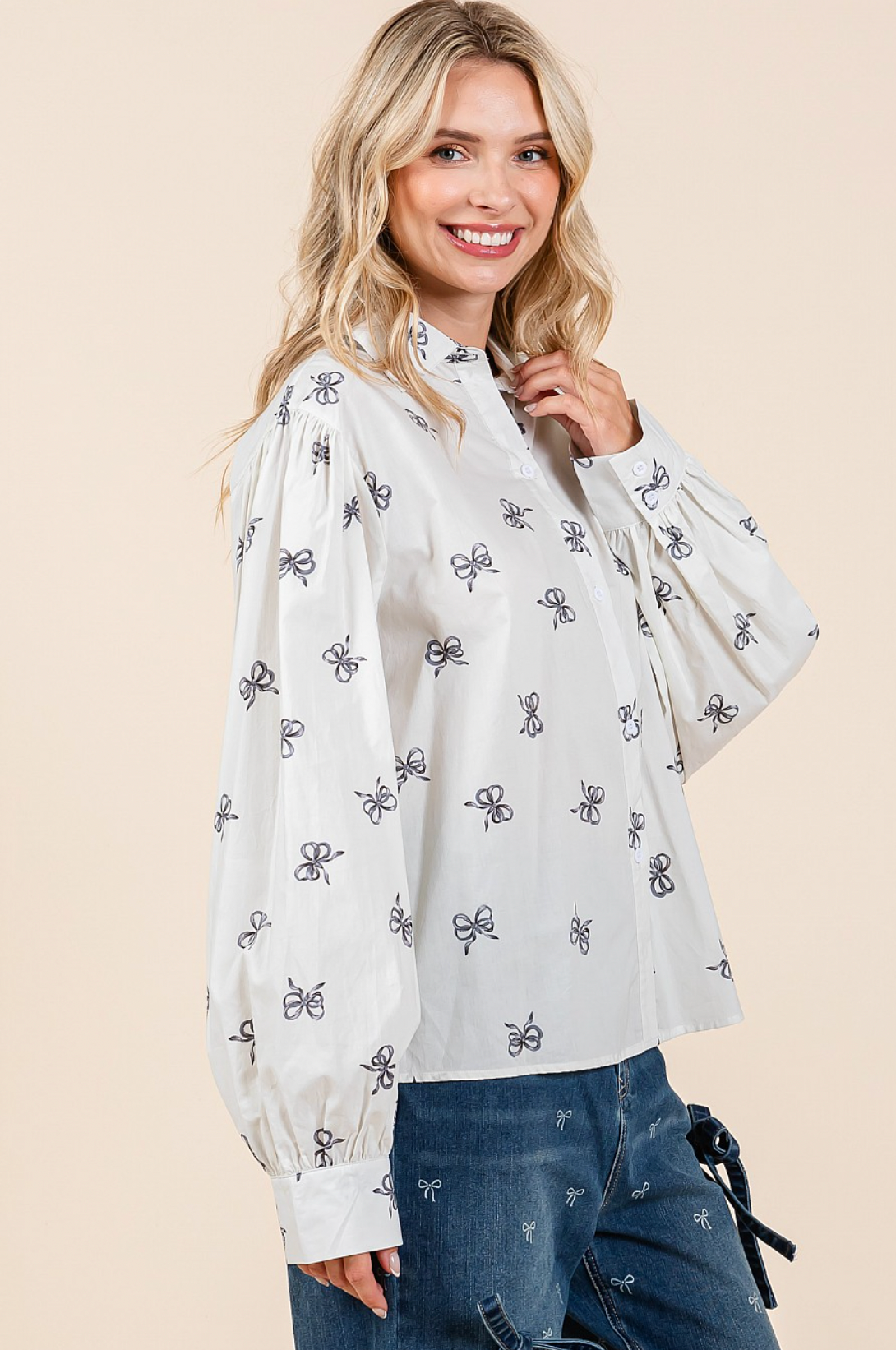 Baker Bow Print Top