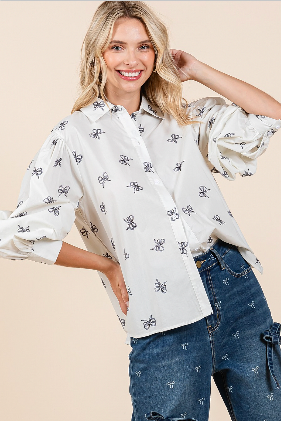 Baker Bow Print Top