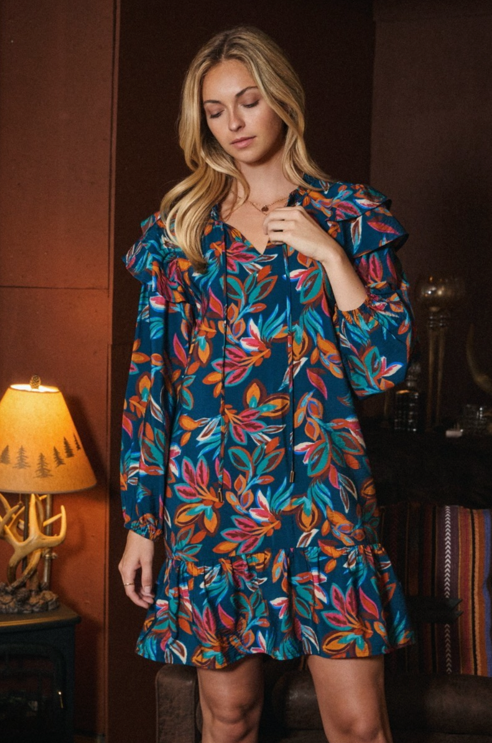 Steele Leaf Print Dress