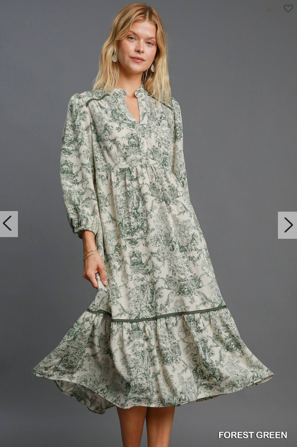 Davis Toile Dress In Forest Green