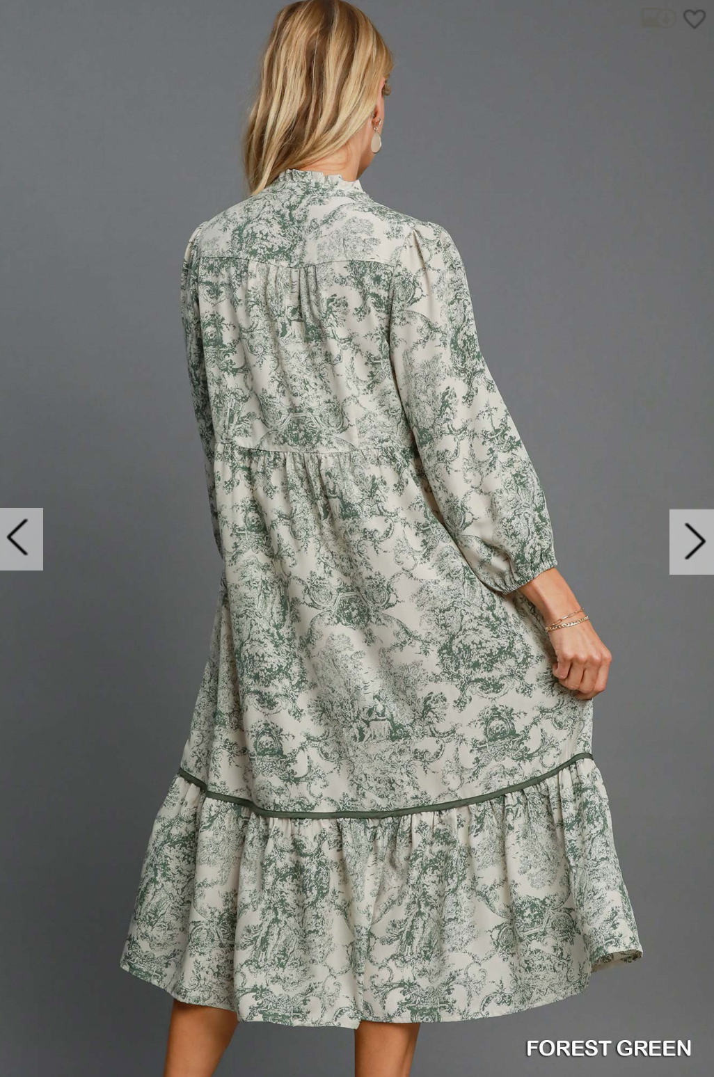 Davis Toile Dress In Forest Green