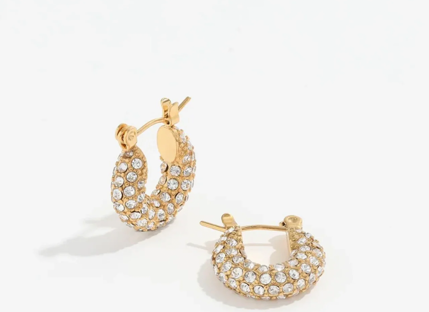 Gold Diamond Hoops (Medium)