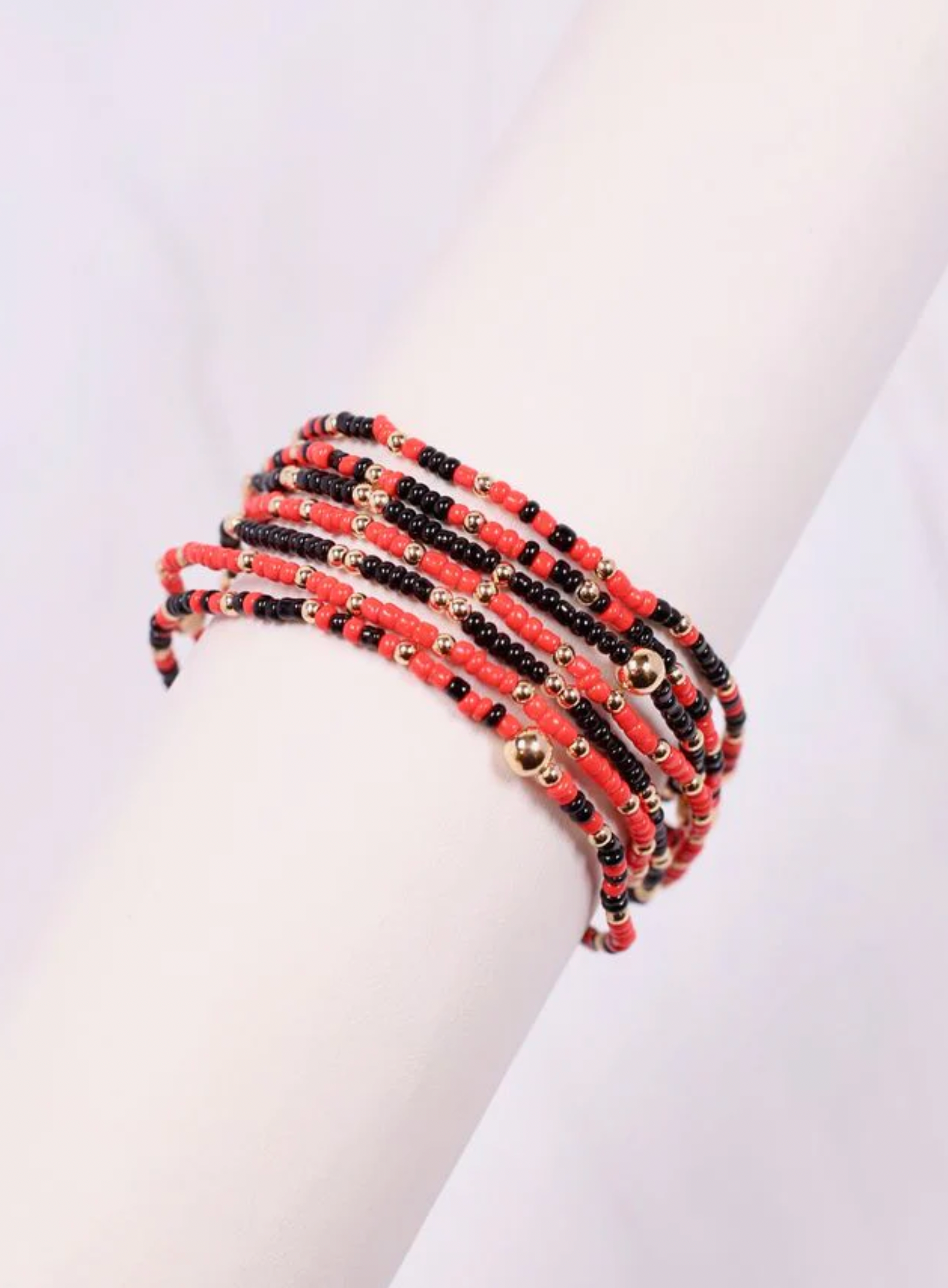 Touchdown Time Bracelet Set In Red