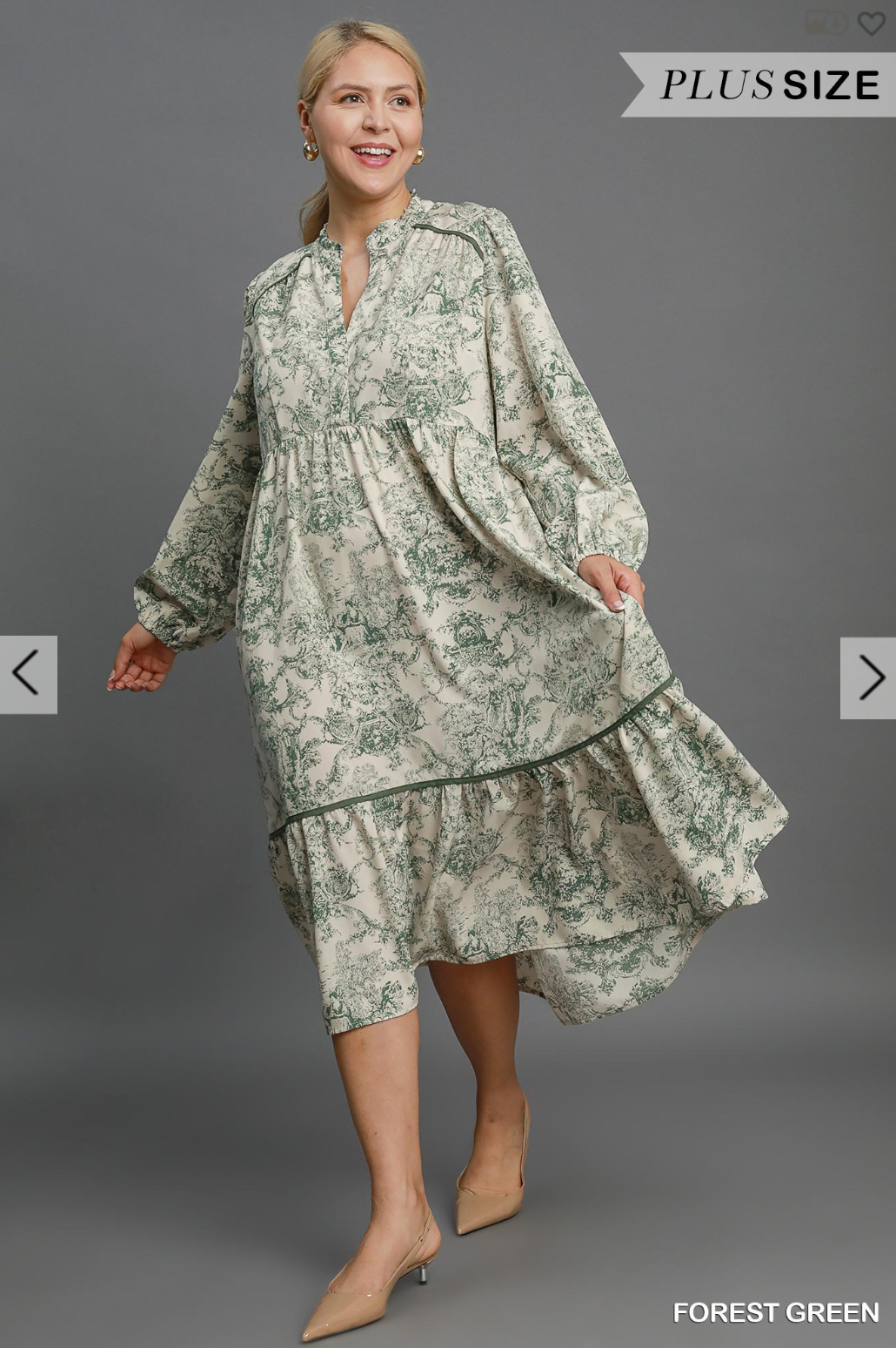 Davis Toile Dress In Forest Green