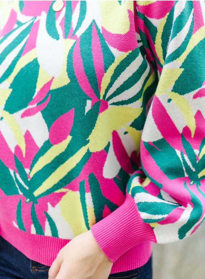 Hallie Sweater In Bombshell Blooms Green