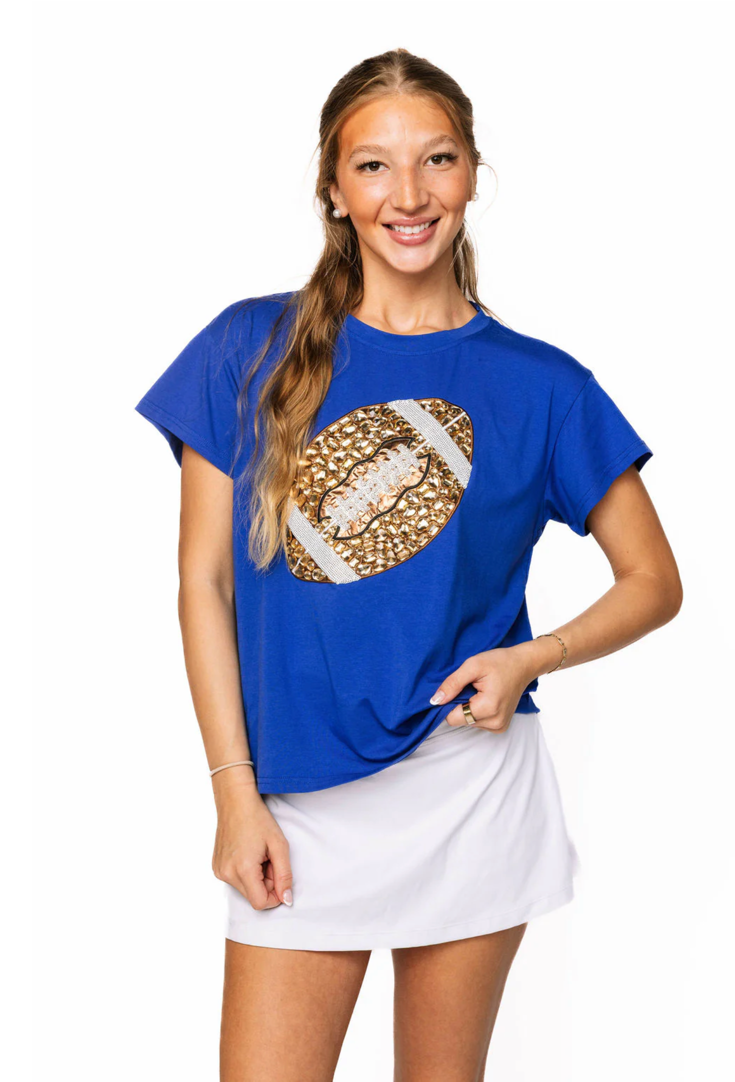 Royal Jeweled Football Tee