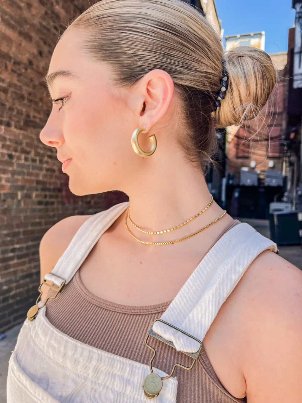 Small Chantal Hoops in Brushed Silver Plated