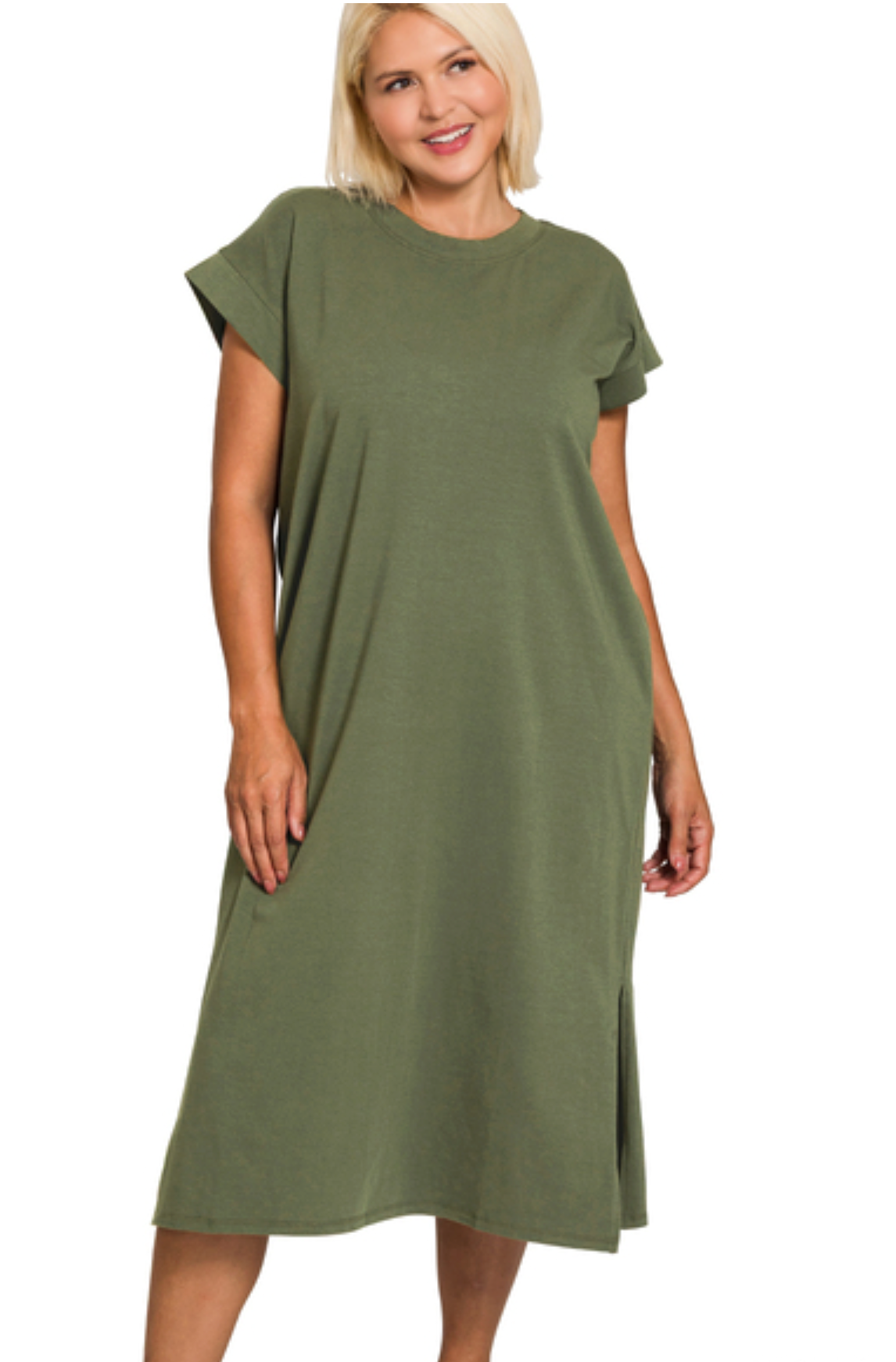 Sophie Midi Dress In Dark Olive