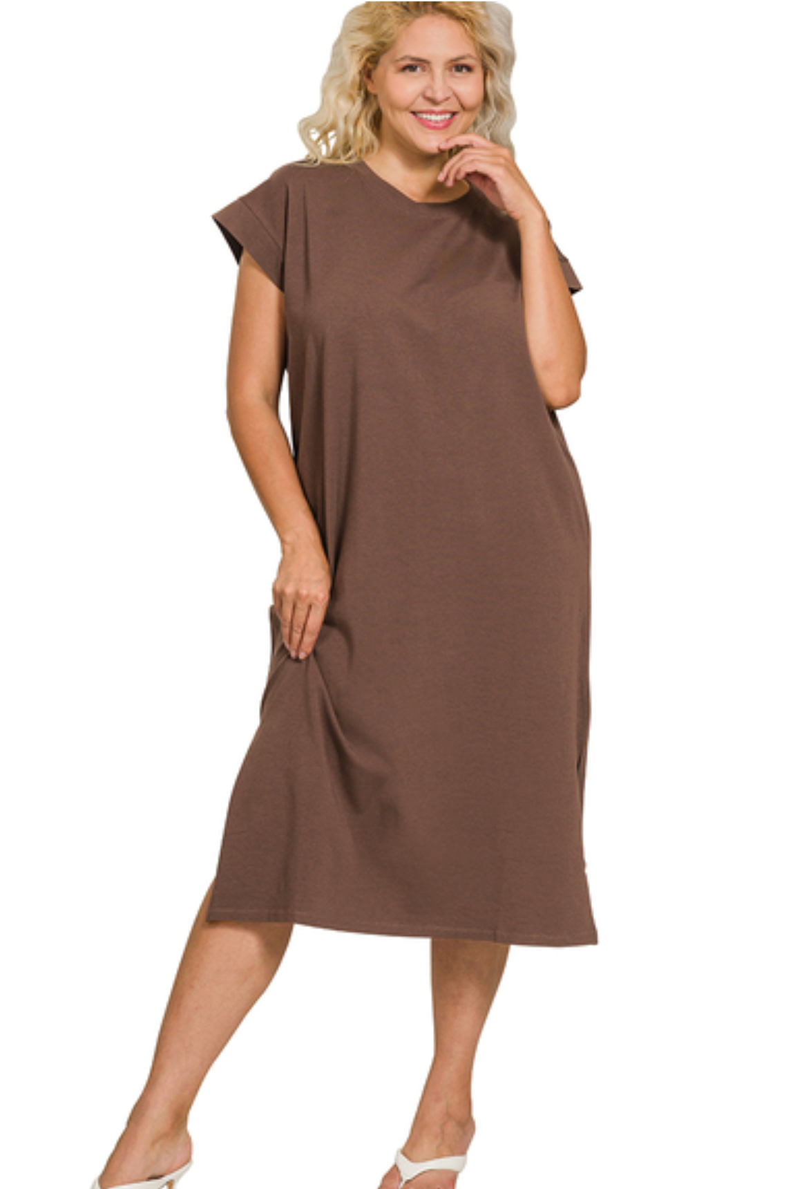 Sophie Midi Dress In Brown
