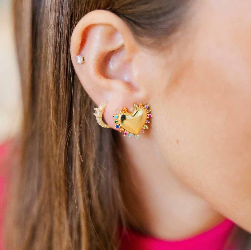 Rainbow Heart Studs