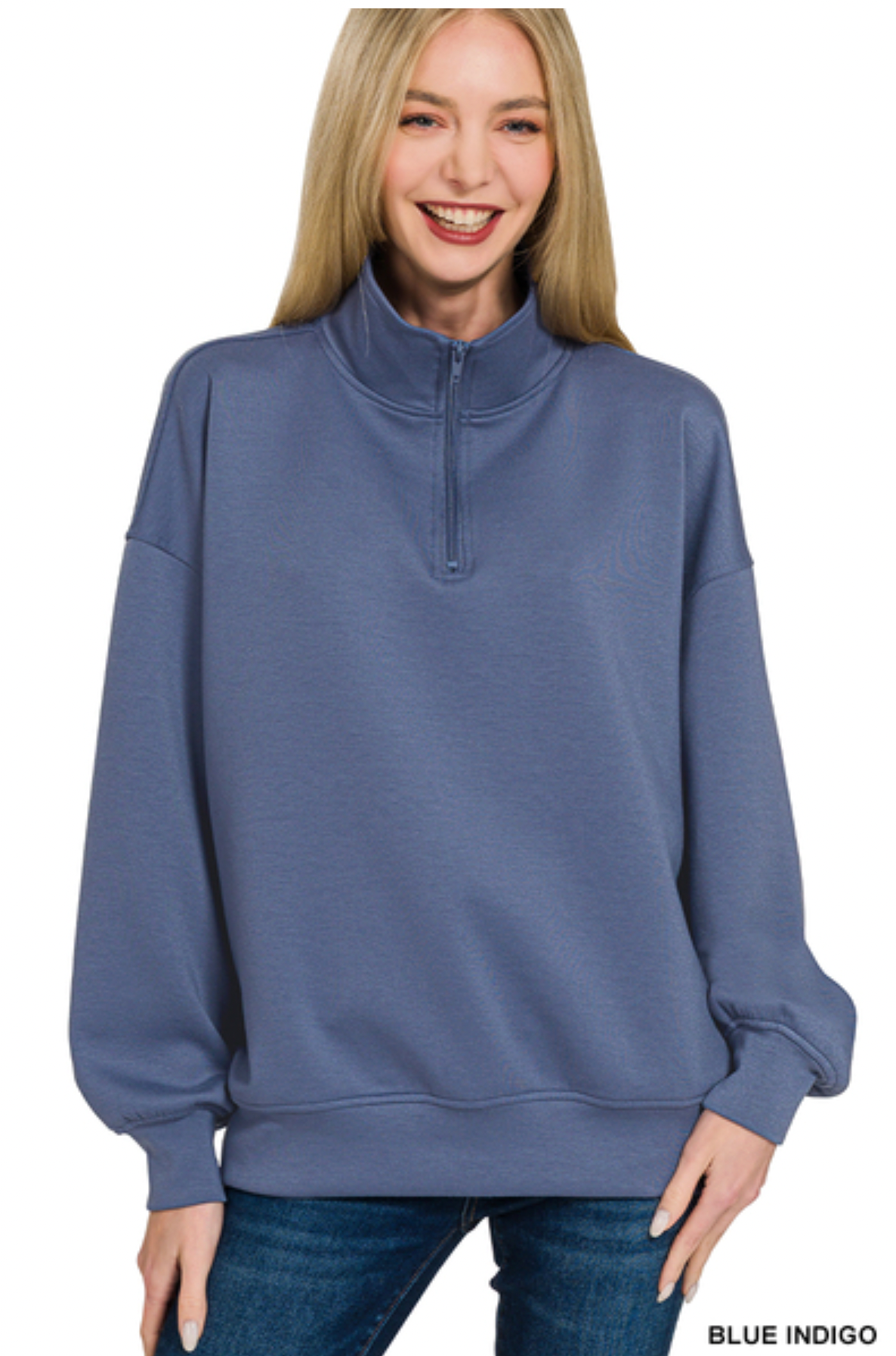 The Cloud Nine Half Zip In Blue Indigo