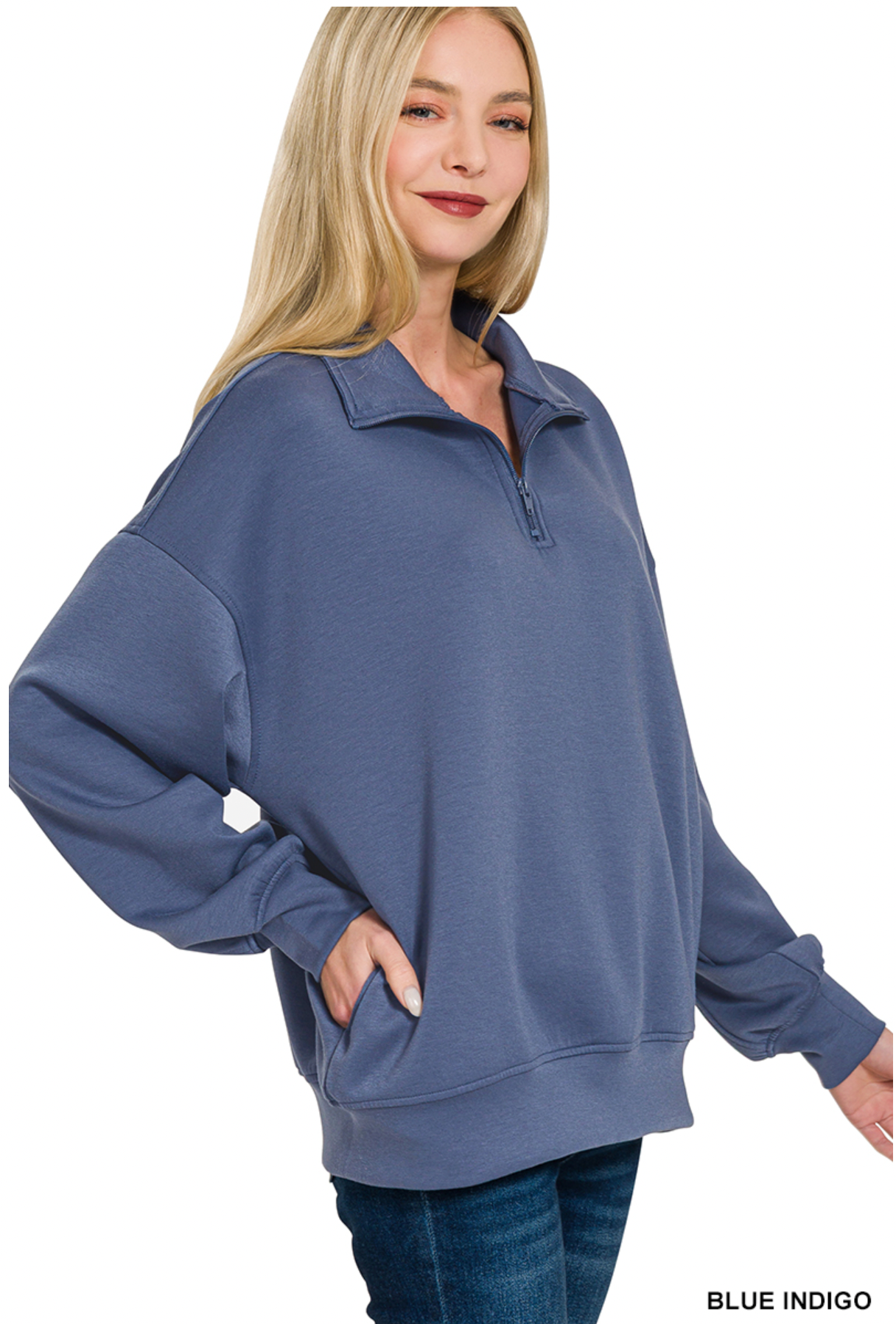 The Cloud Nine Half Zip In Blue Indigo
