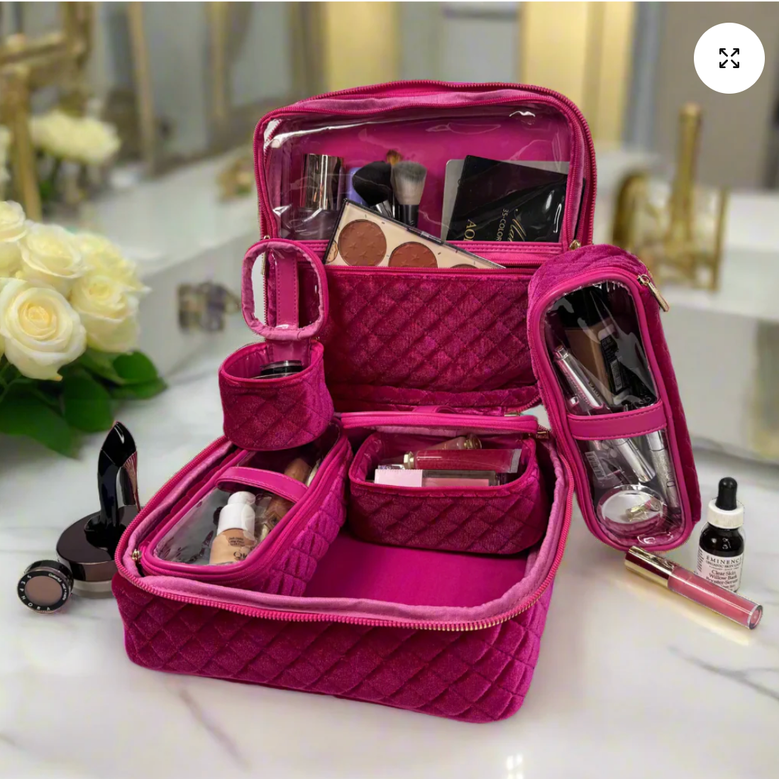 Mini Diva Makeup Case In Fuchsia Velvet