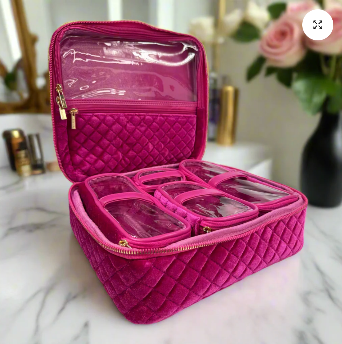 Mini Diva Makeup Case In Fuchsia Velvet