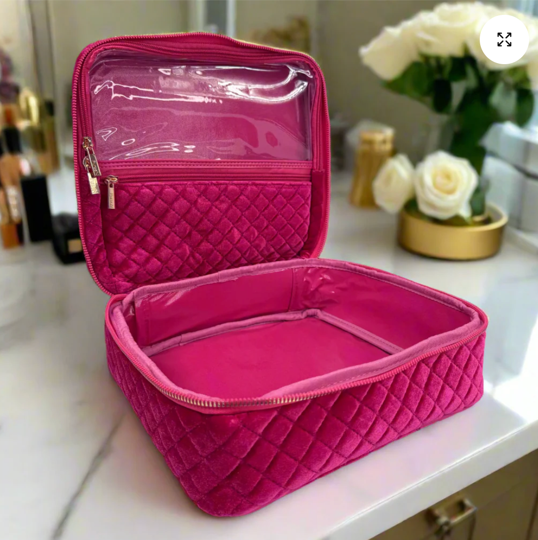 Mini Diva Makeup Case In Fuchsia Velvet