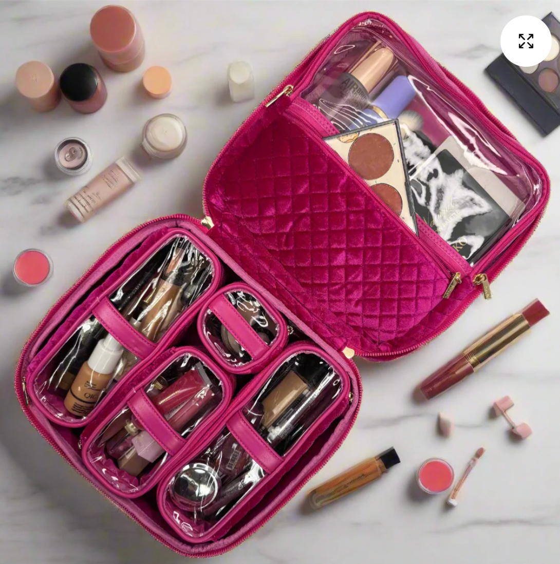 Mini Diva Makeup Case In Fuchsia Velvet