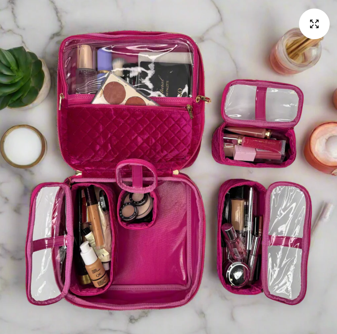 Mini Diva Makeup Case In Fuchsia Velvet