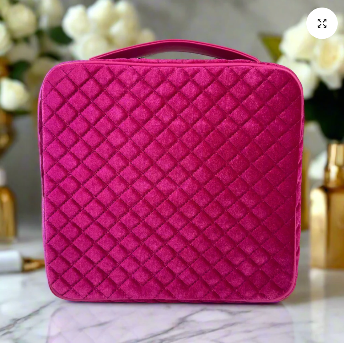 Mini Diva Makeup Case In Fuchsia Velvet