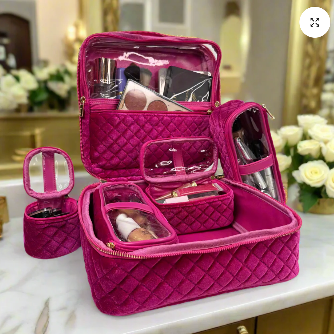 Mini Diva Makeup Case In Fuchsia Velvet