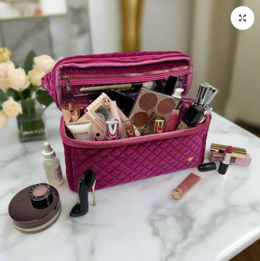 Stylist Travel Bag In Fuchsia Velvet