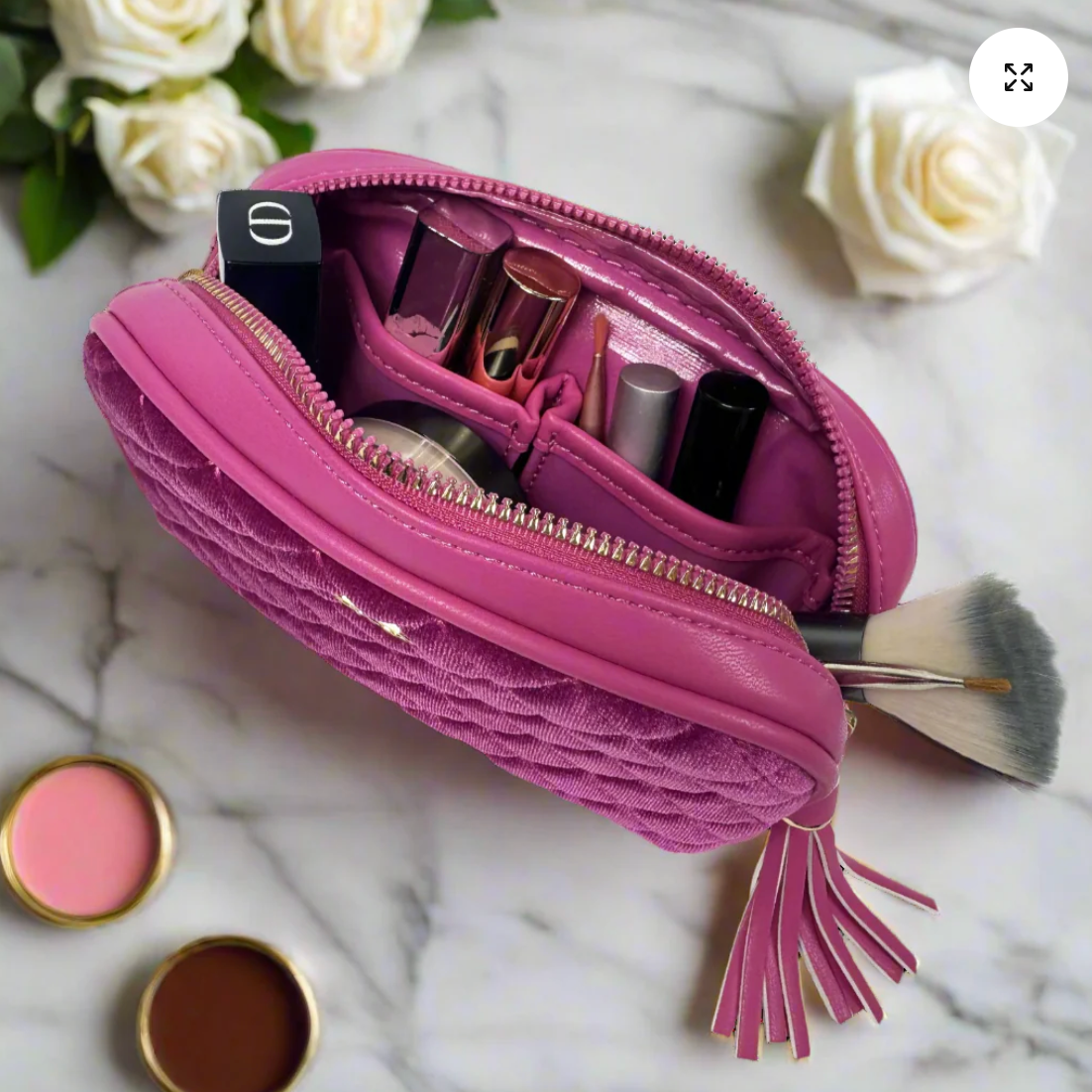 Glam Makeup Case In Fuchsia Velvet