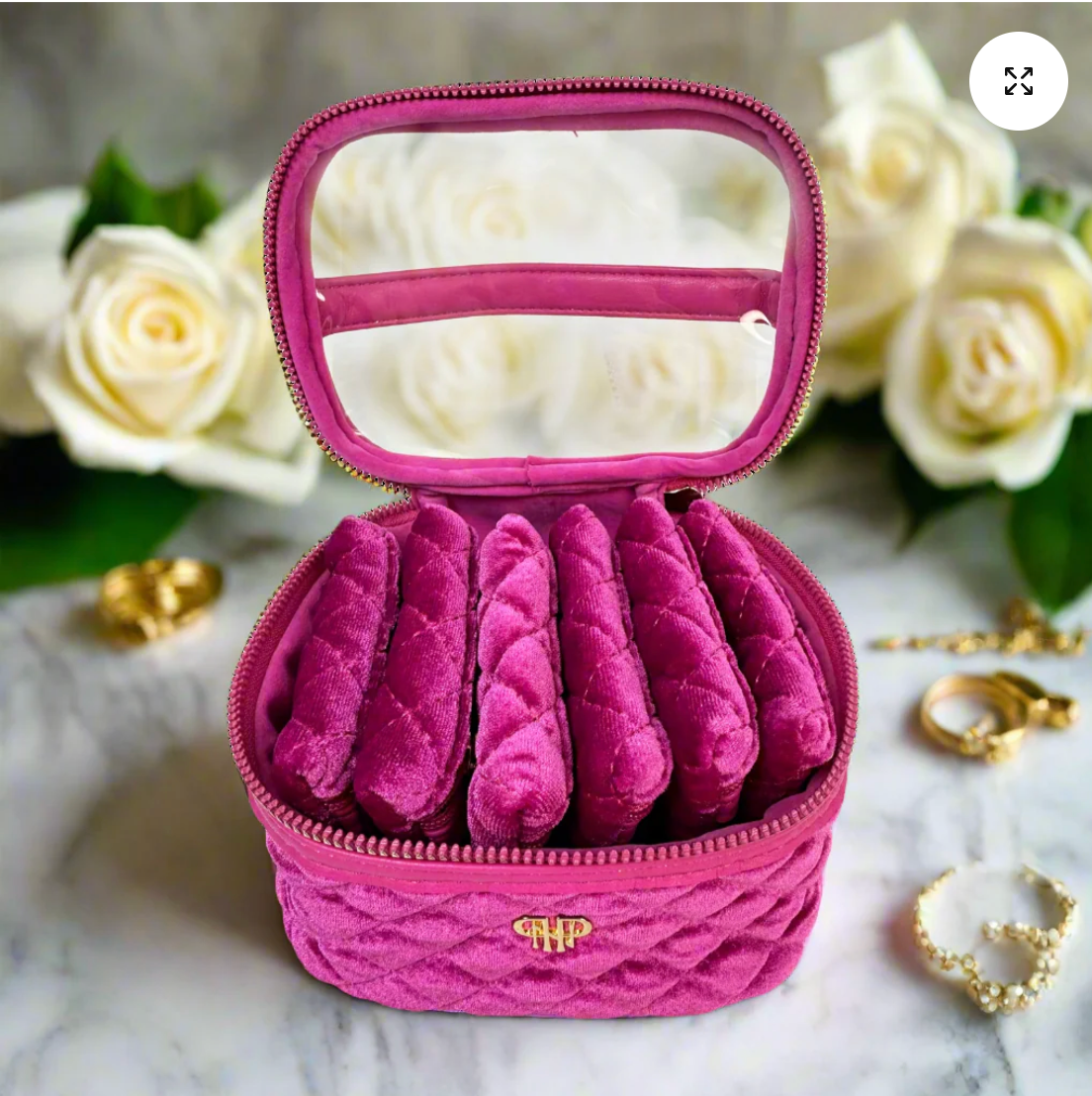 Getaway Jewelry Bag In Fuchsia Velvet
