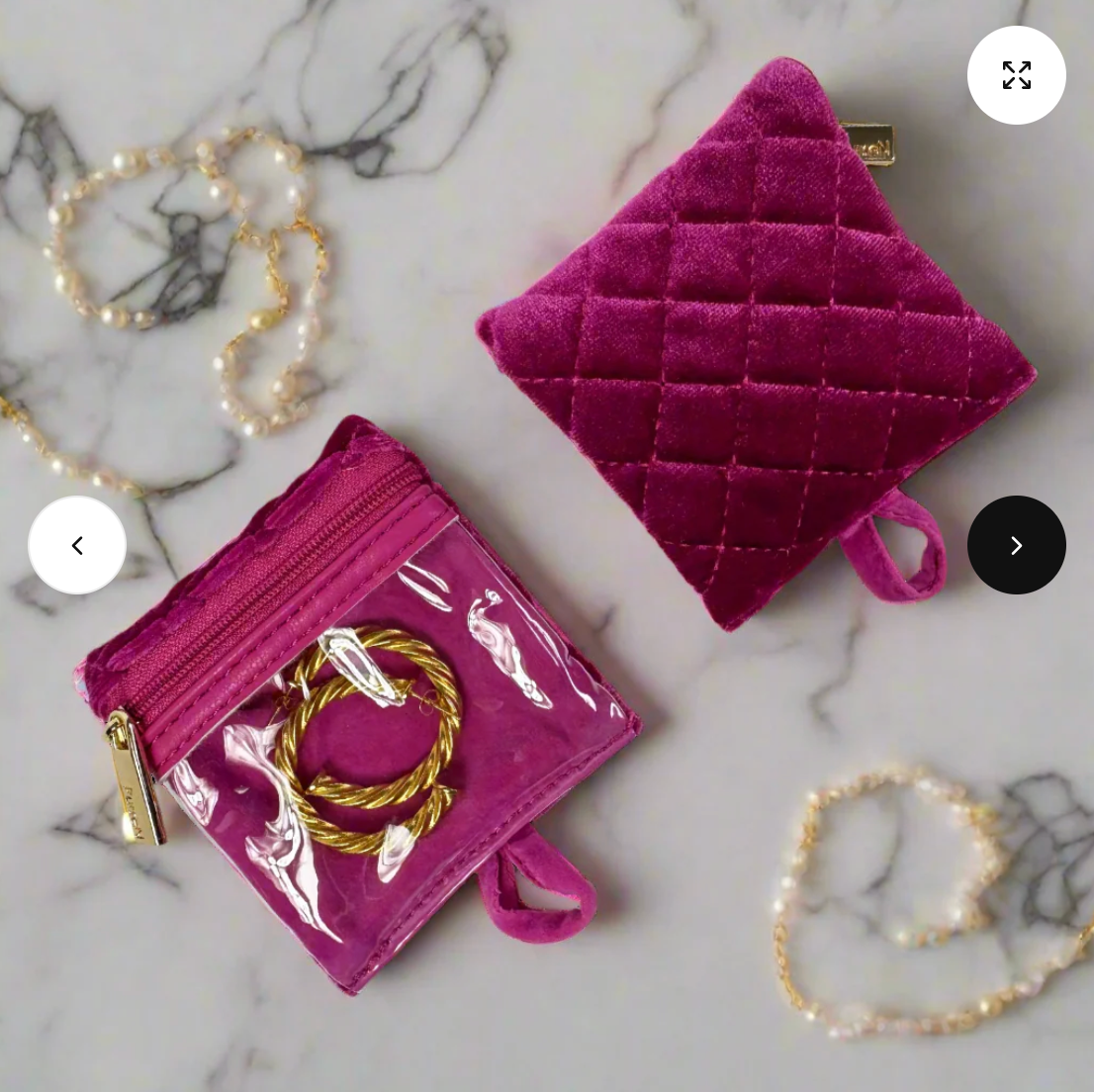 Getaway Jewelry Bag In Fuchsia Velvet