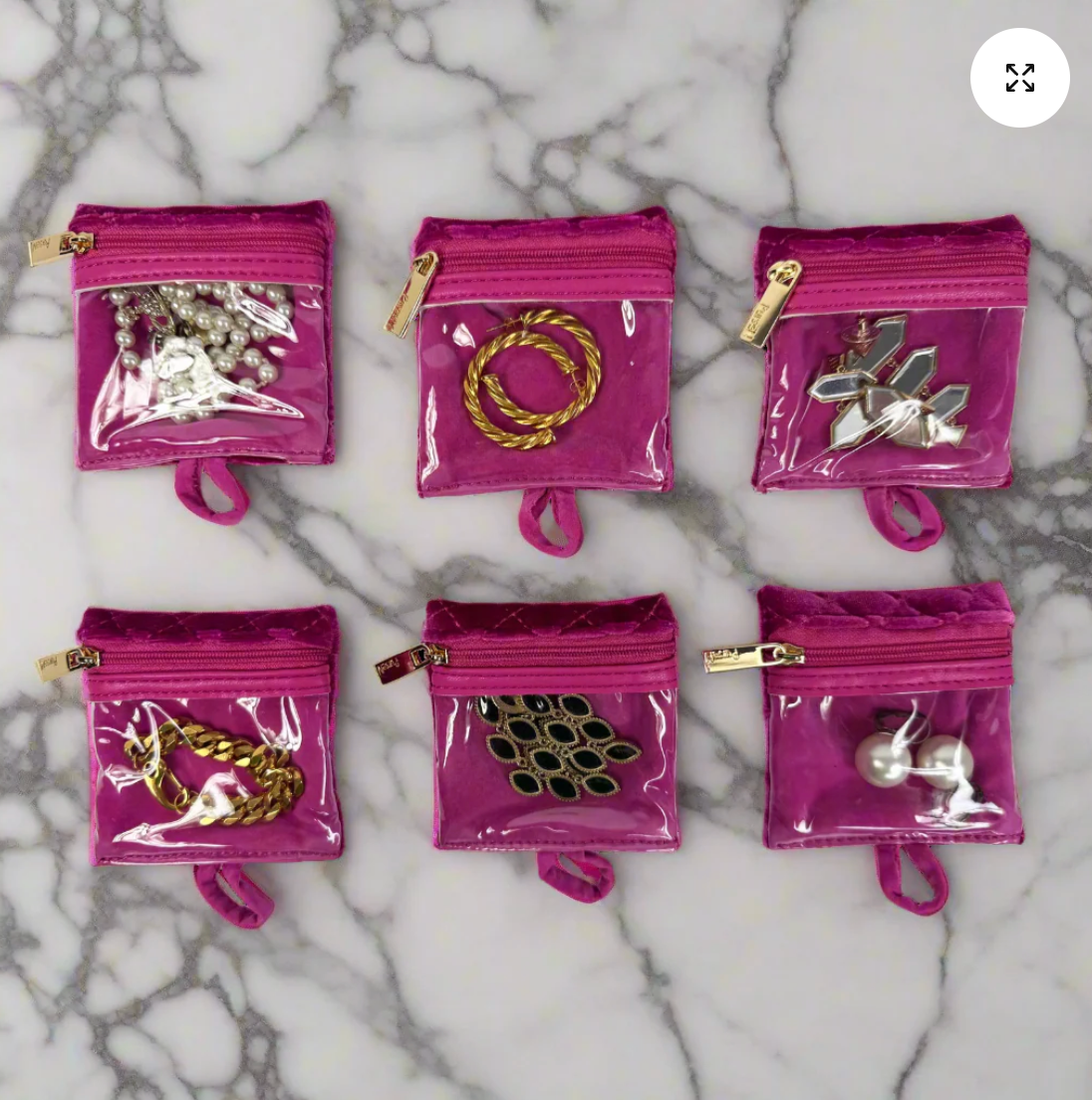 Getaway Jewelry Bag In Fuchsia Velvet