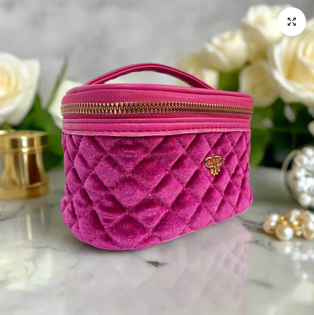 Getaway Jewelry Bag In Fuchsia Velvet