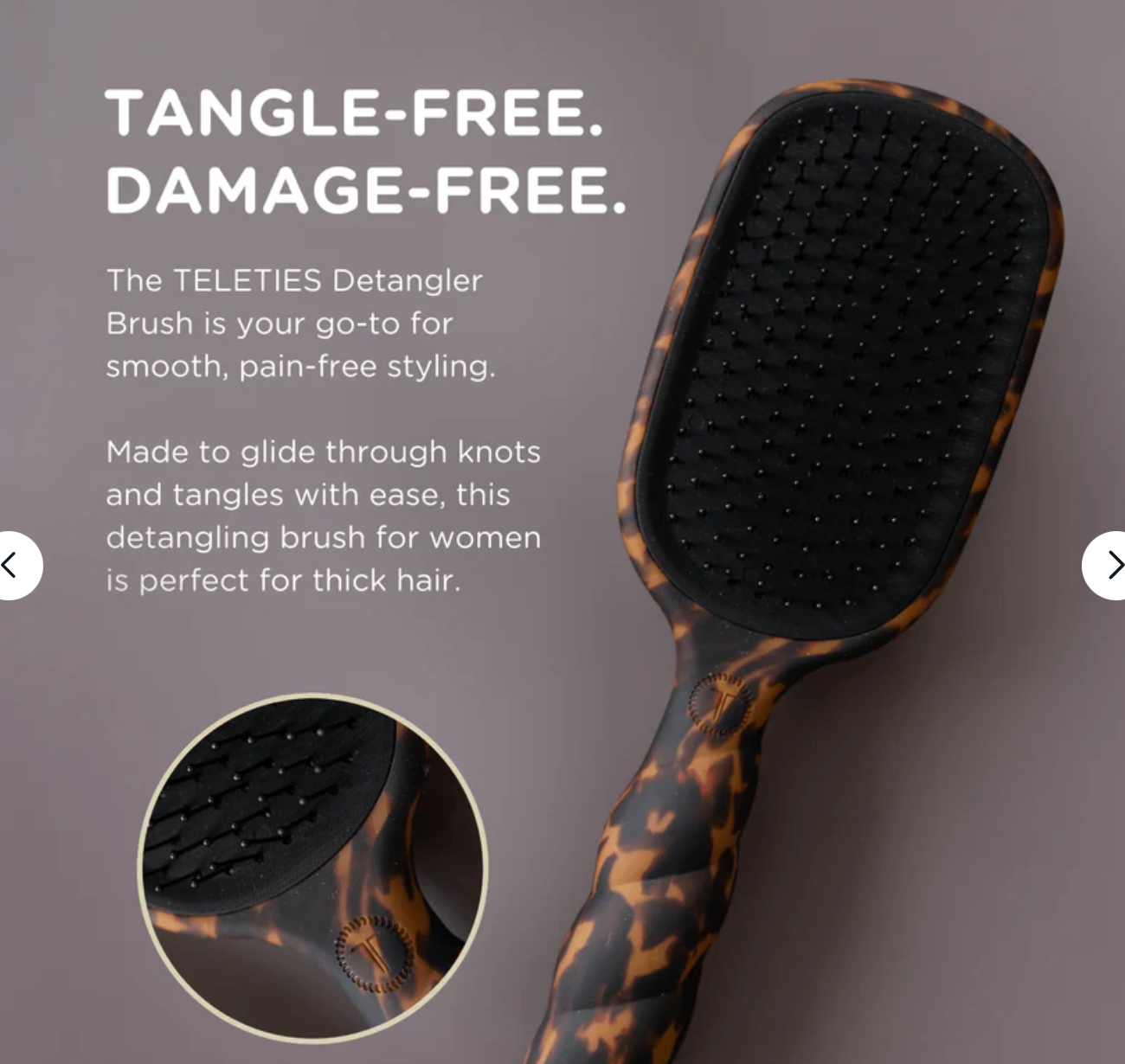 Detangler Hair Brush For Thick Hair In Tortoise