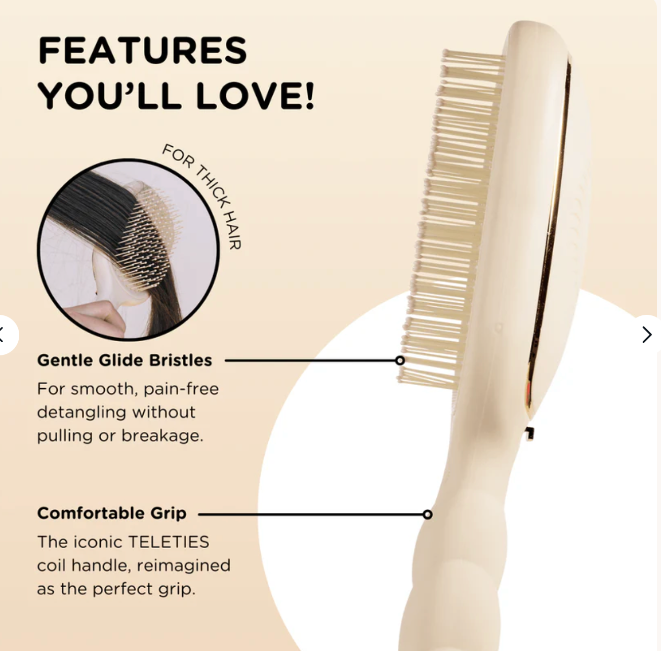 Detangler Hair Brush For Thick Hair In Tan