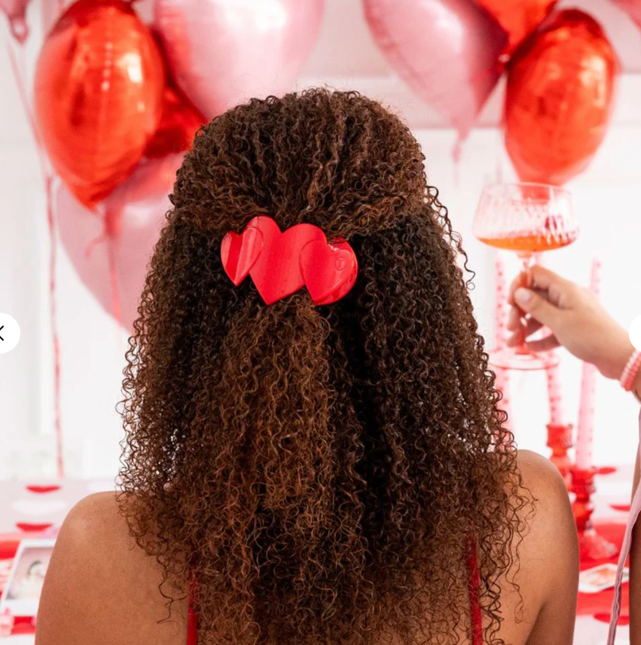 Red Heart To Heart Large Flat Hair Clip
