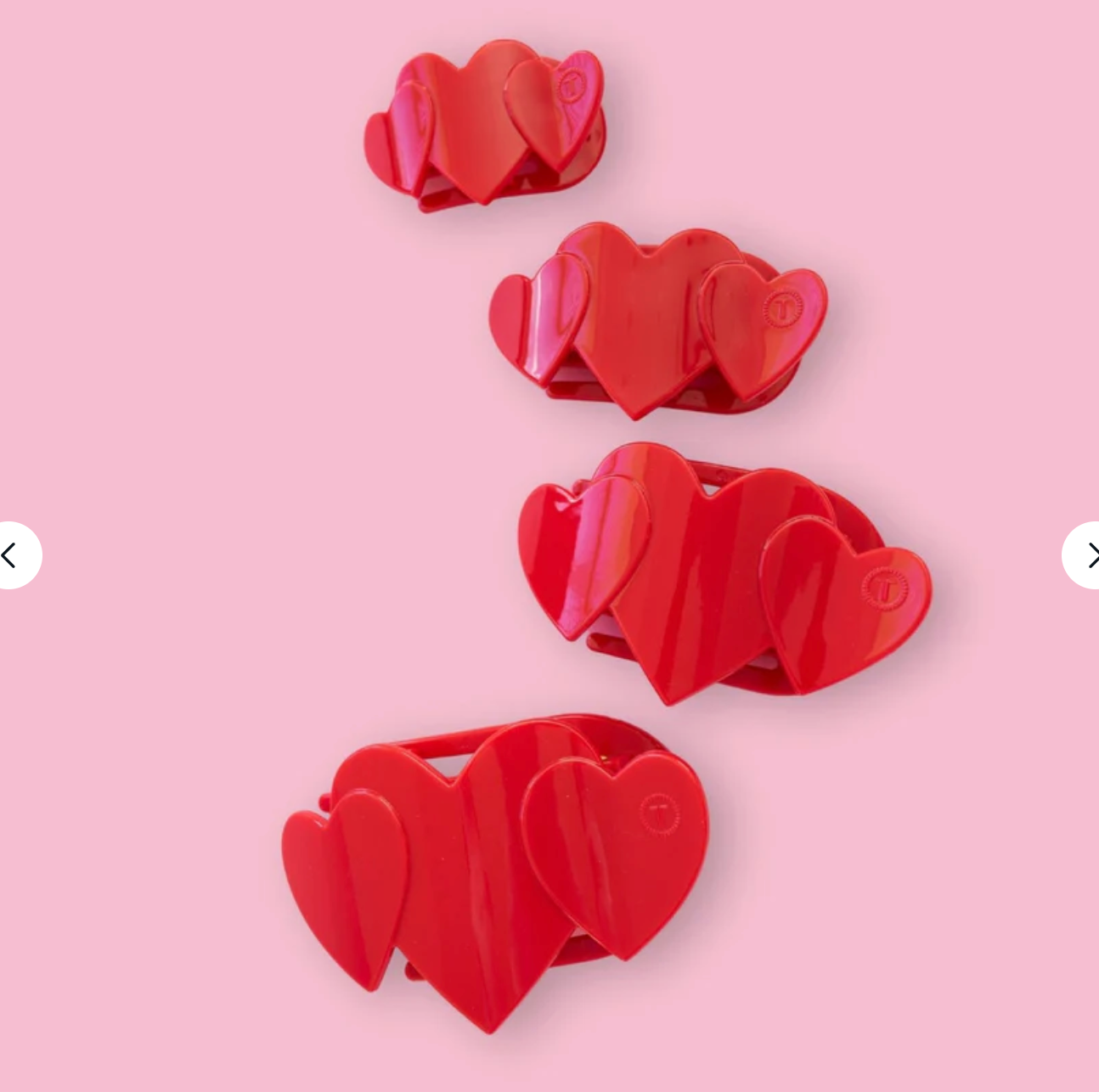 Red Heart To Heart Large Flat Hair Clip