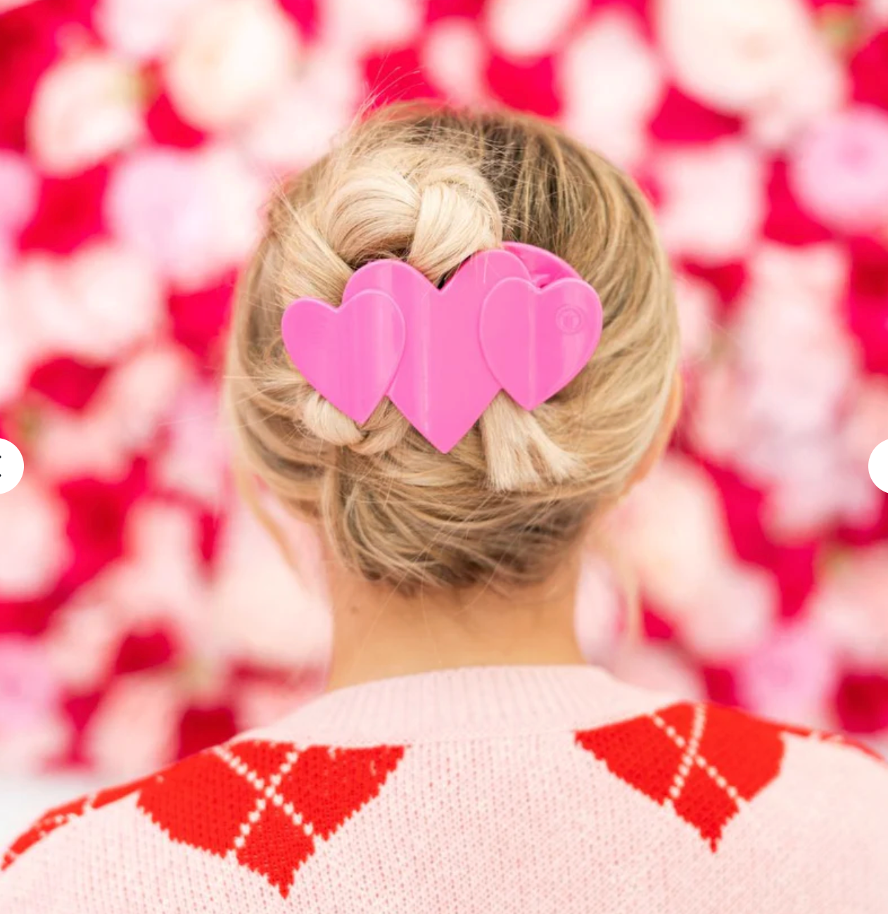 Pink Heart To Heart Large Flat Hair Clip