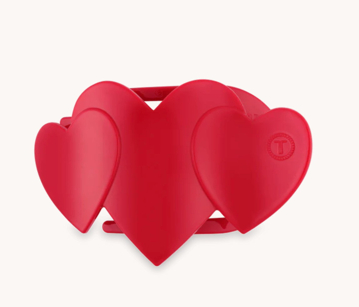 Red Heart To Heart Small Flat Hair Clip