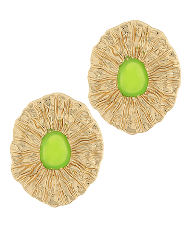 In The Moment Earrings In Lime Green