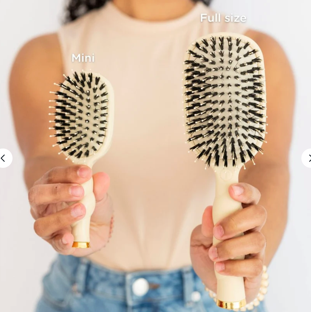 Mini Boar Hair Brush In Tan