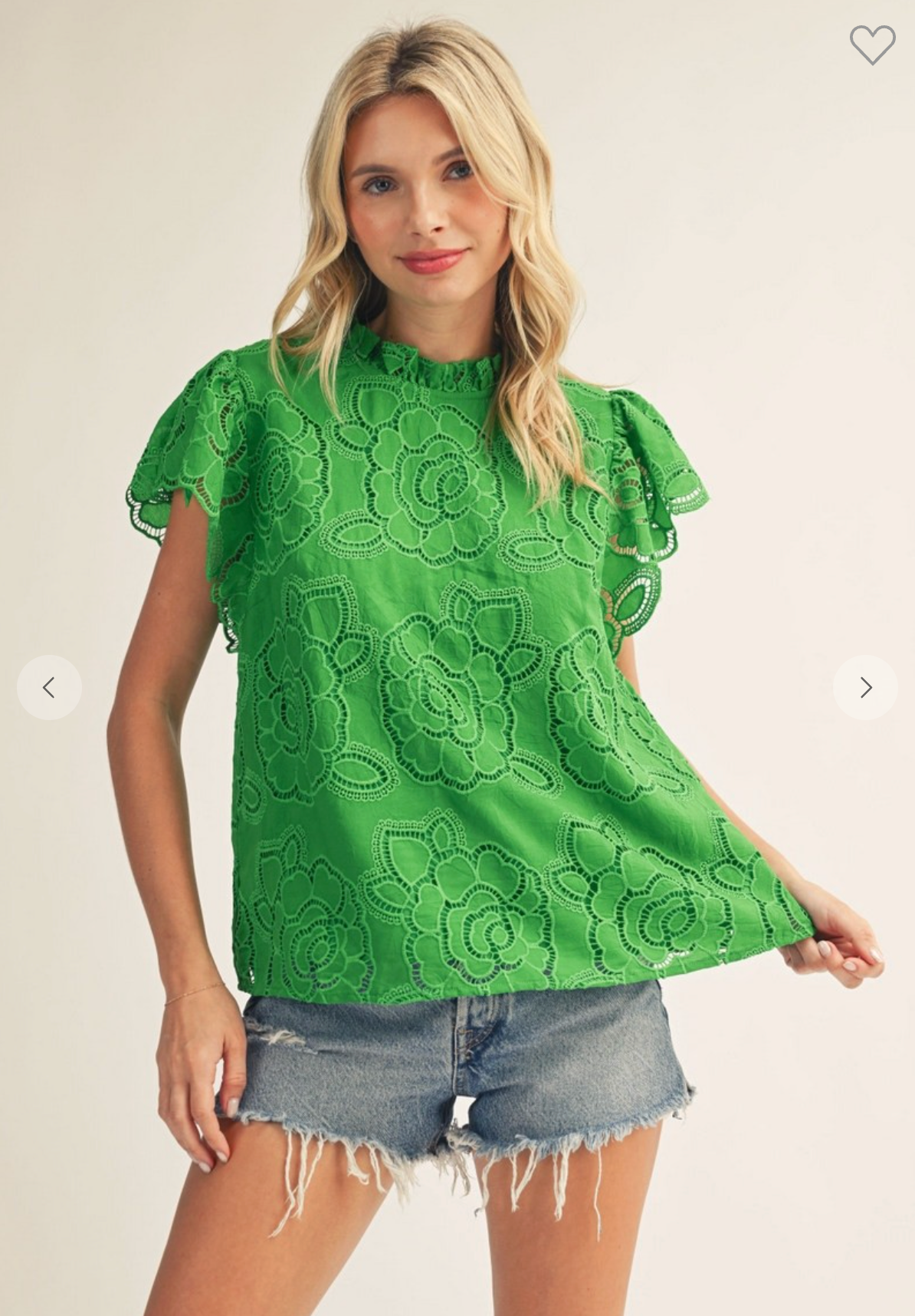 Fresh Picked Flutter Top In Kelly Green